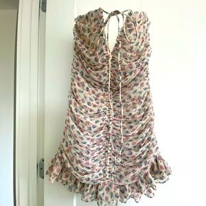 Zara Strapless ruched sparkle mini dress